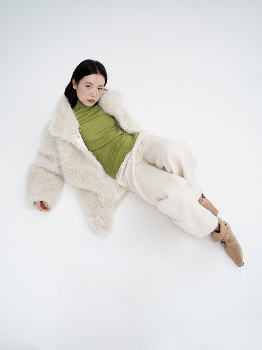 Drawstrings Soft Wool Sweatpants