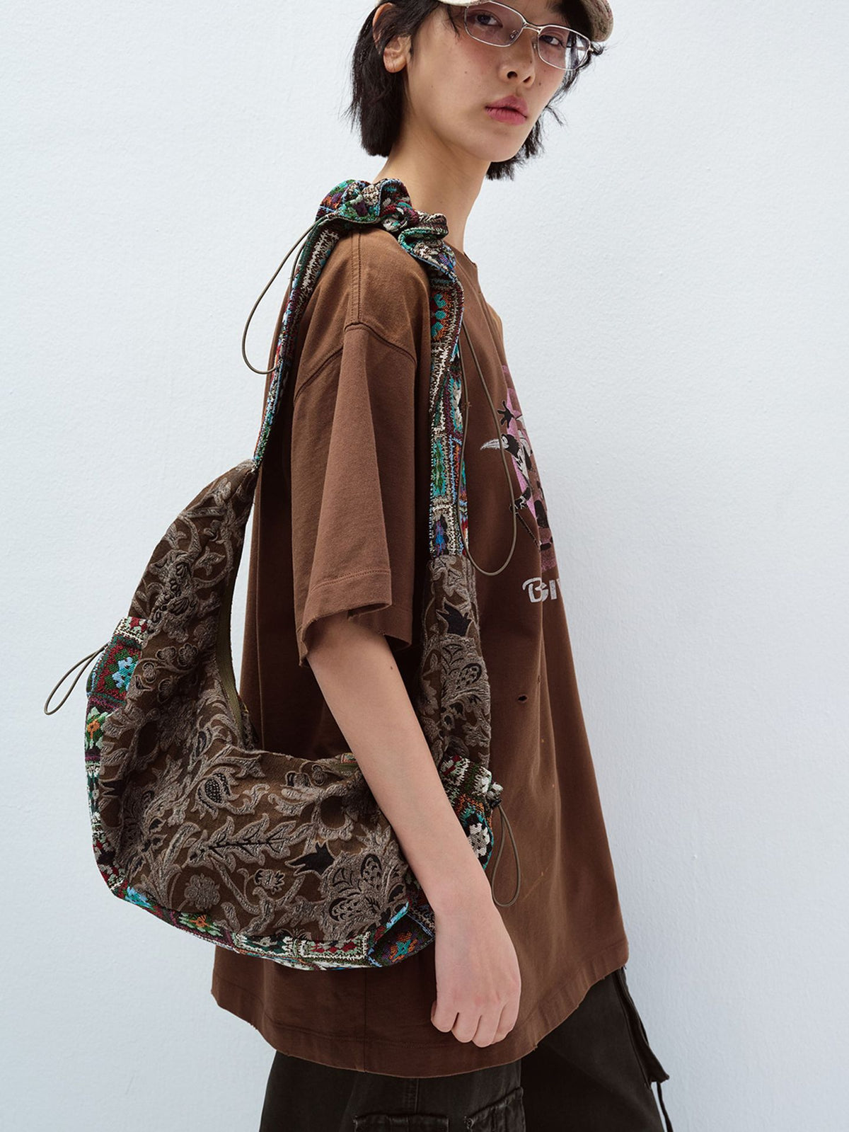 Multi-material Patchwork Wandering Crossbody Shoulder Bag