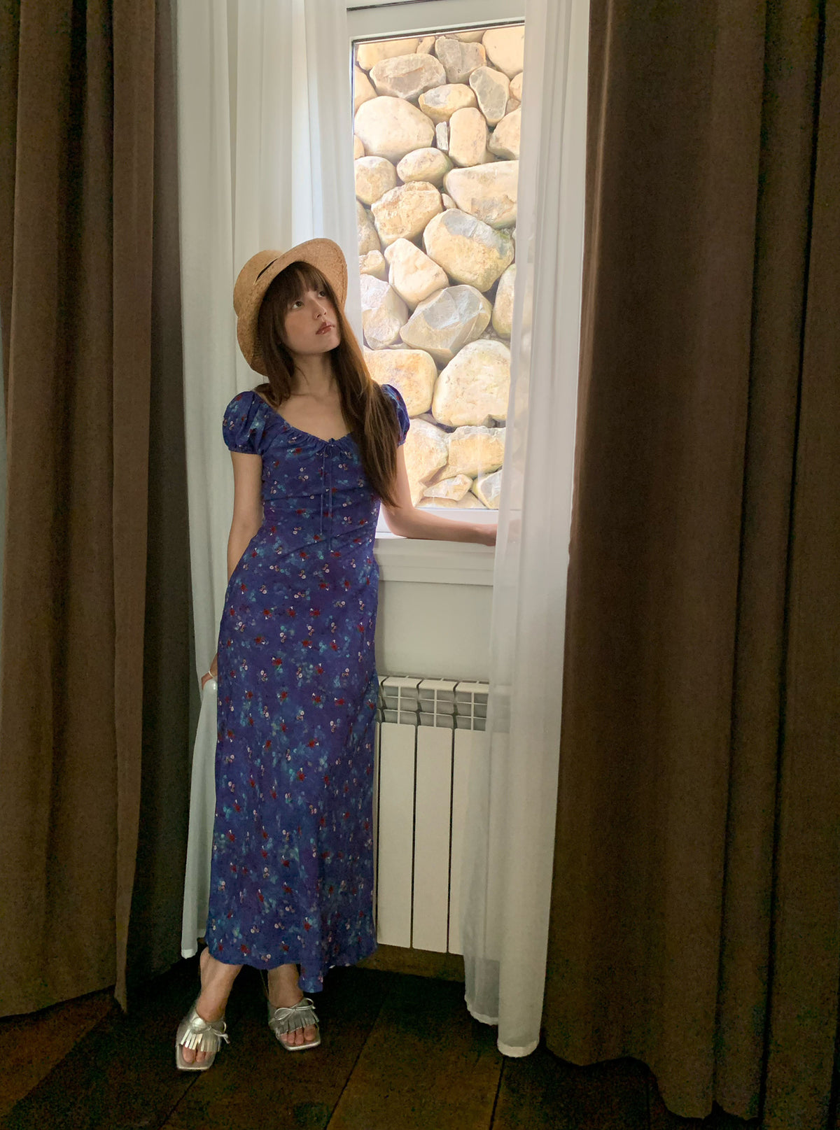 Floral Sweetheart Neck Maxi Dress