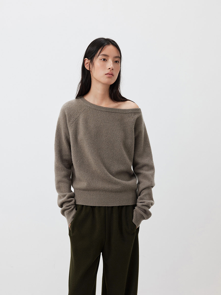 Love with Nancy Thirteen Lines minimalist winter Korean style off-shoulder wool soft warm atmosphere sweater for women 03402