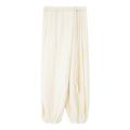 Asymmetrical Drawstring Waistband Soft Textured Wide-Leg Pants