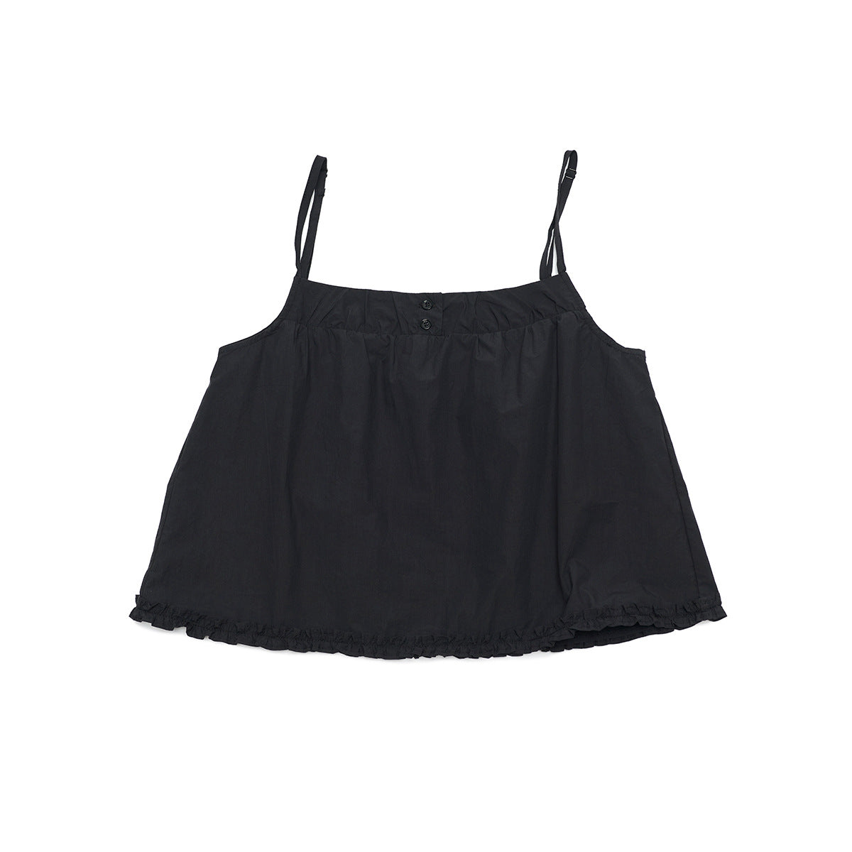 Cotton Buttoned Square Neck Tank Top