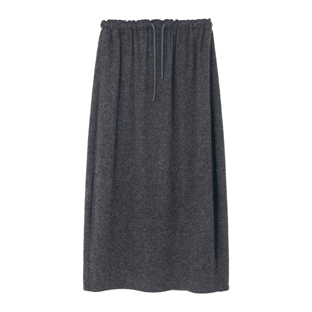 Soft Drawstring Knit Micro-cocoon Maxi Skirt