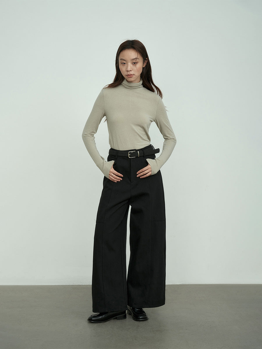 High Waist Wide Leg Lined Pants with Belt