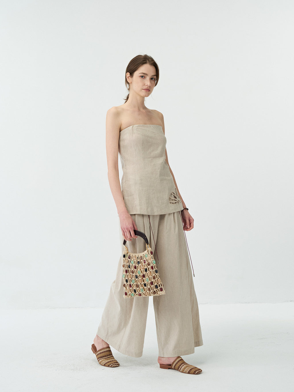 Linen Casual Drapey Wide-Leg Pants