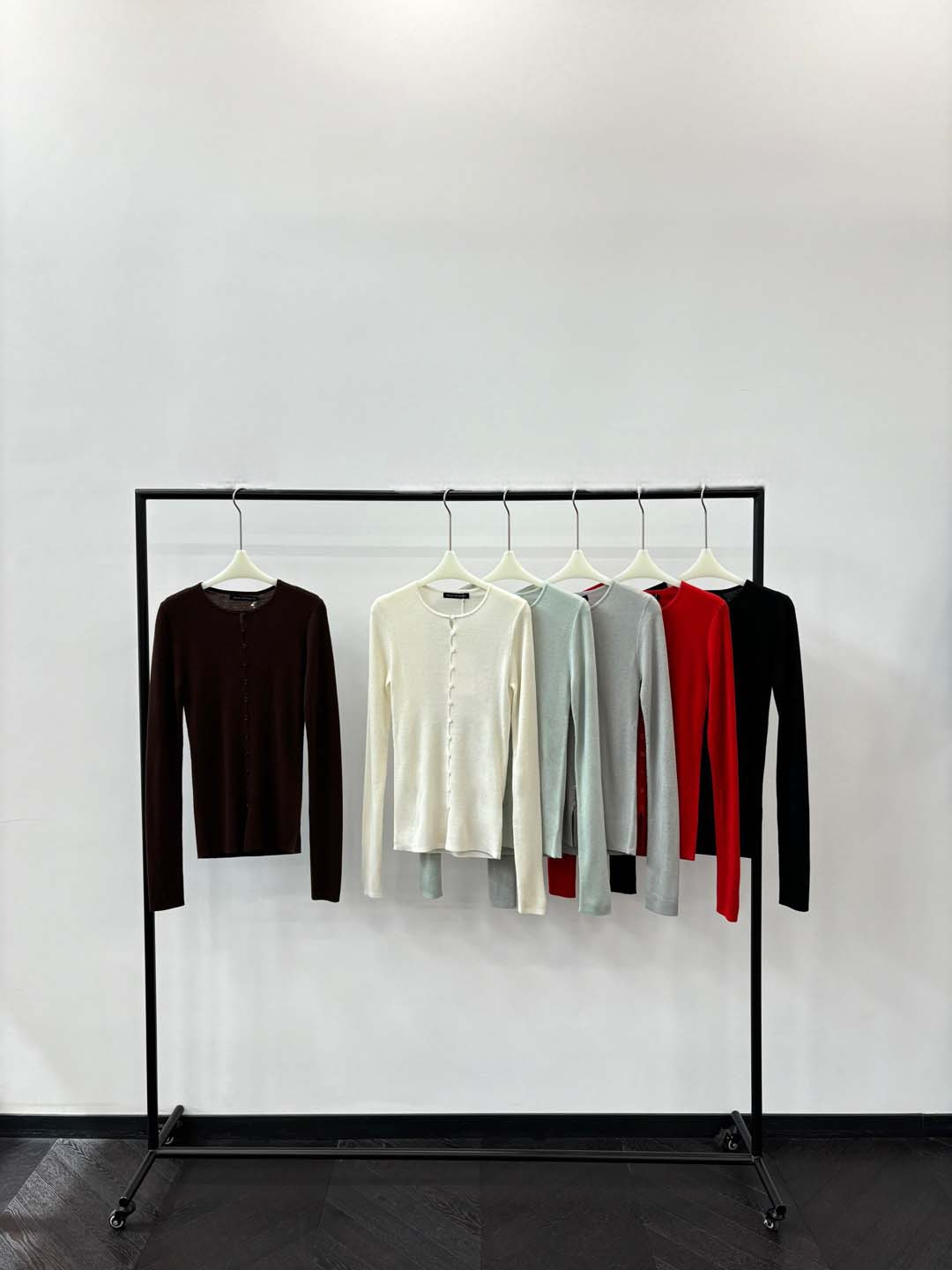 Close-fitting Wool Blend Long-sleeved Knit Single-breasted Cardigan Top