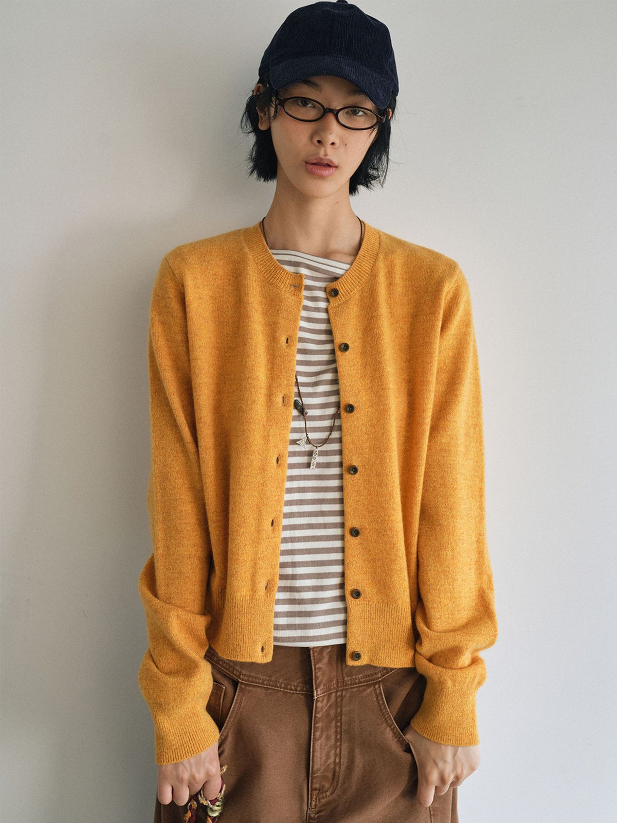 Wool Single-breasted Long Sleeve Knit Cardigan