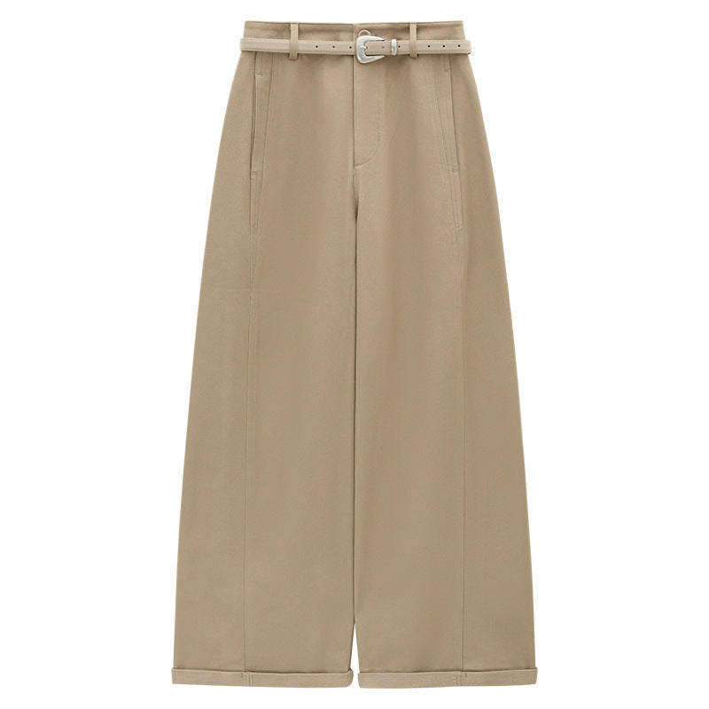 Elegant Combed Cotton Versatile Straight-Leg Pants
