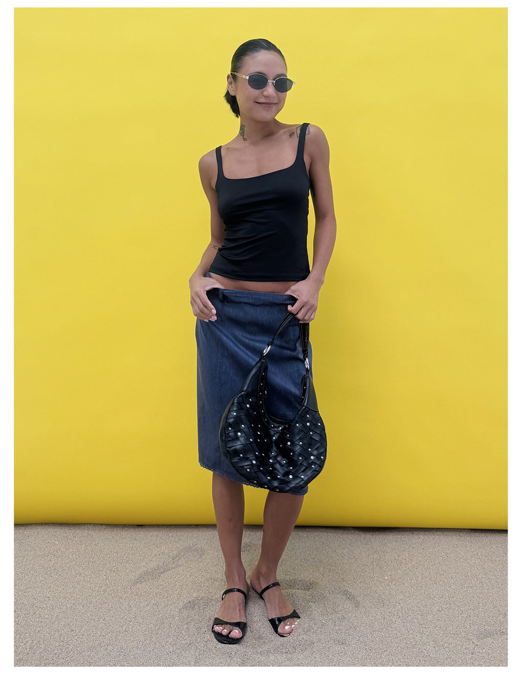 Linen Silk Straight Midi Skirt