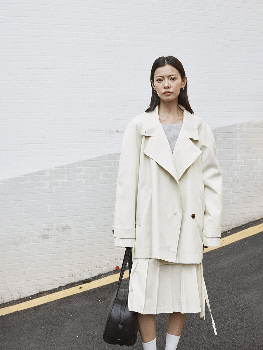 Relaxed Double-Breasted Oversized Trench Jacket