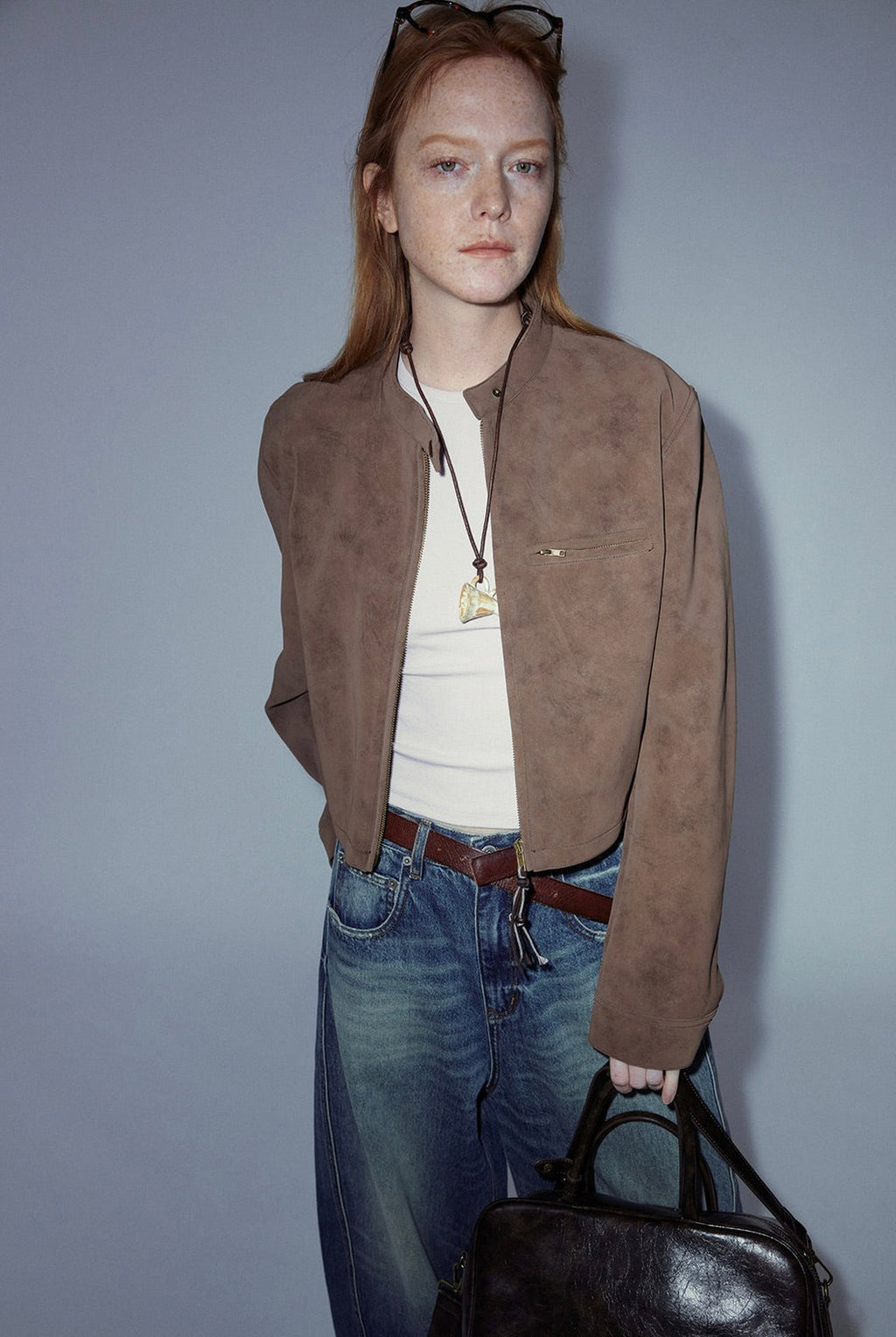 Vintage Style Suede Slim Jacket