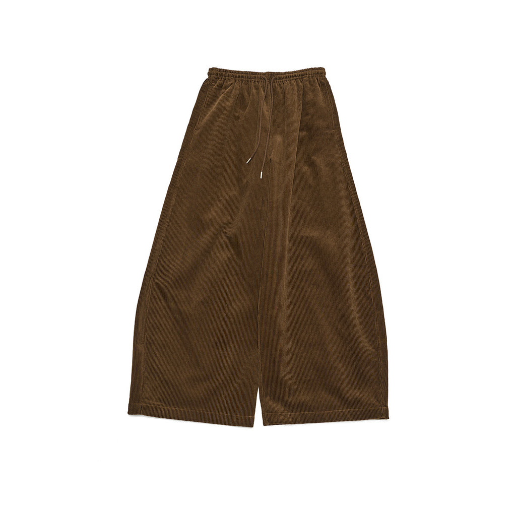 High Waist Lace-up Corduroy Long Pants