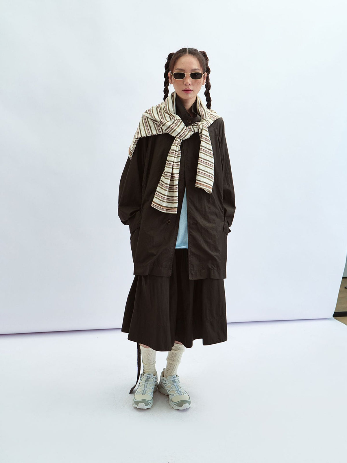Elastic Waist Lightweight Midi Umbrella Skirt