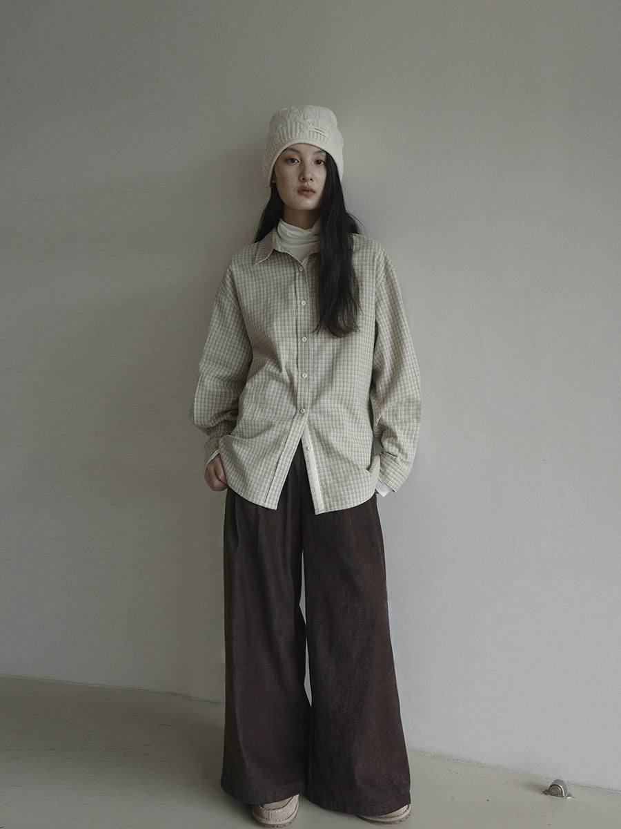 High-Waist Casual Pleated Wide-Leg Pants