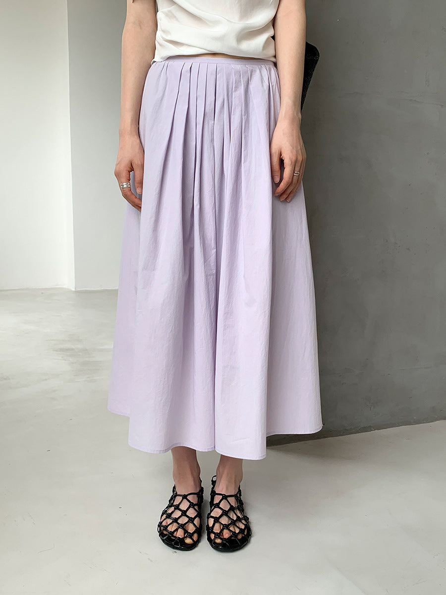 Gathered Pleated A-Line Maxi Skirt
