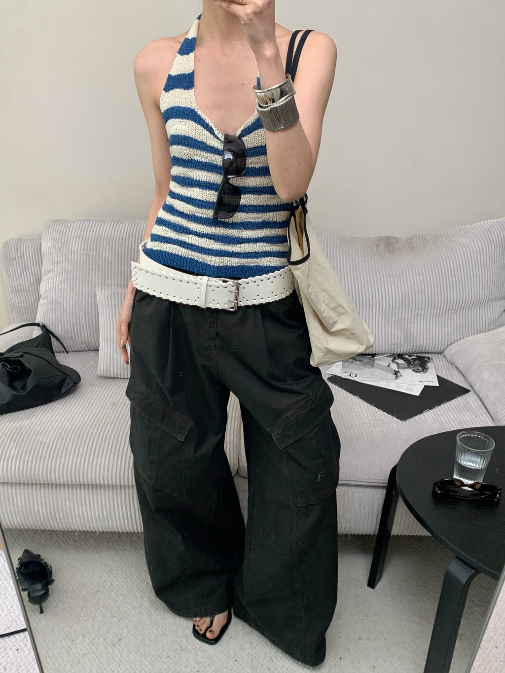 Cargo wide-leg High-waisted Long Pants
