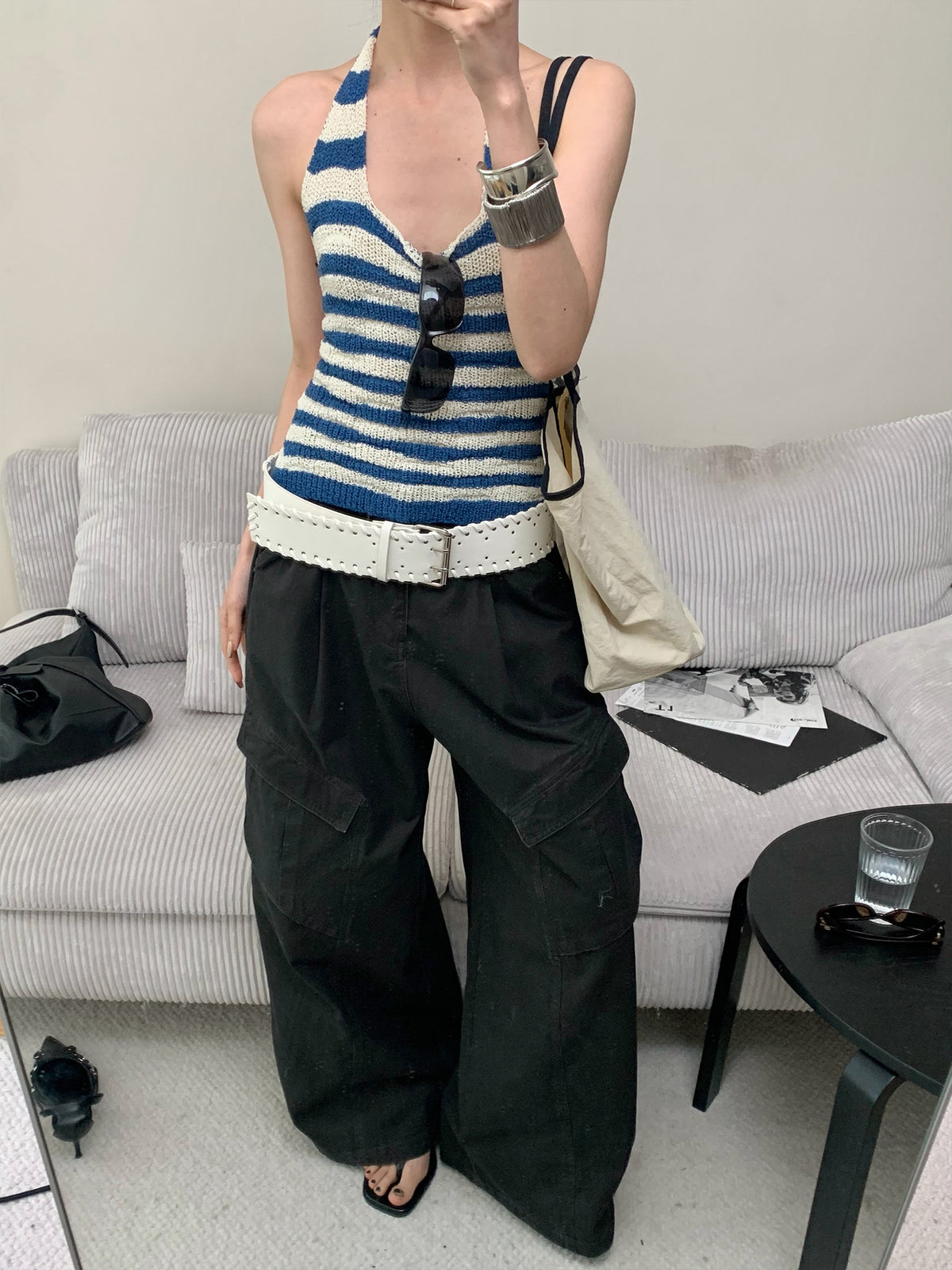 Cargo wide-leg High-waisted Long Pants