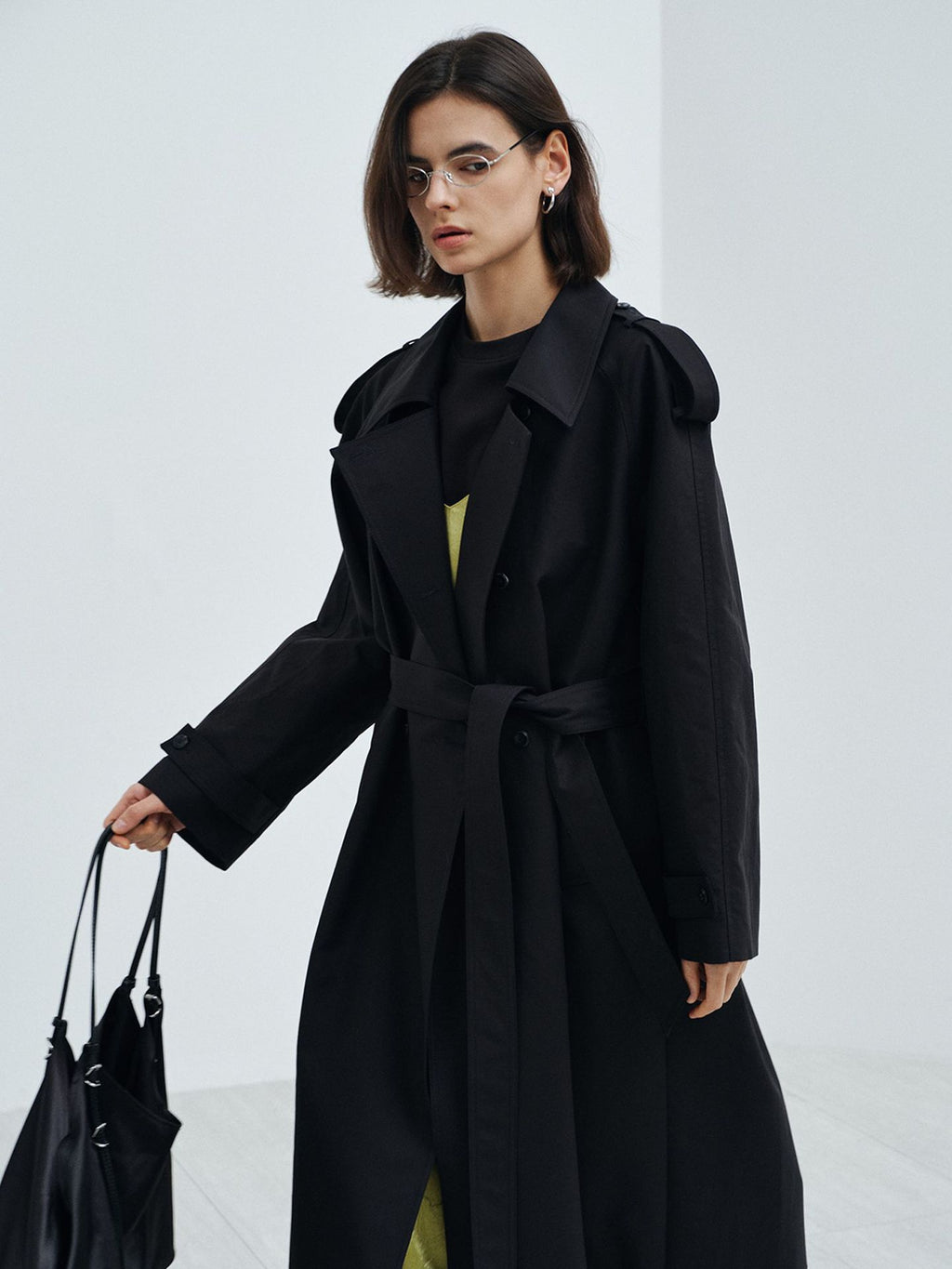 Double-Breasted Belted Relaxed Trench Coat