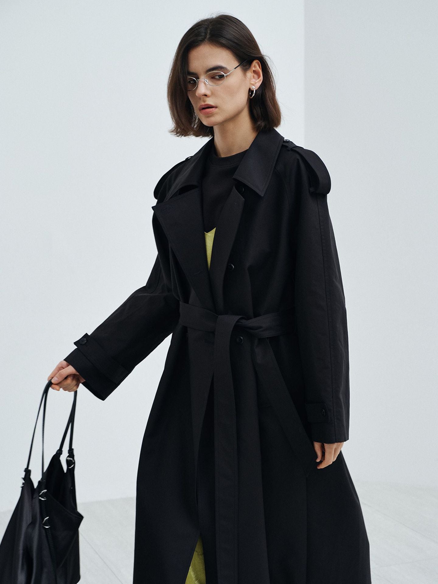 Double-Breasted Belted Relaxed Trench Coat