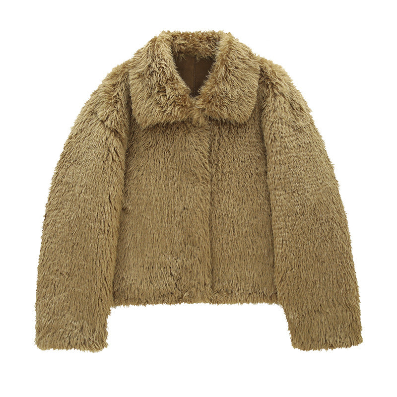 Cropped Faux Fur Fluffy Jacket
