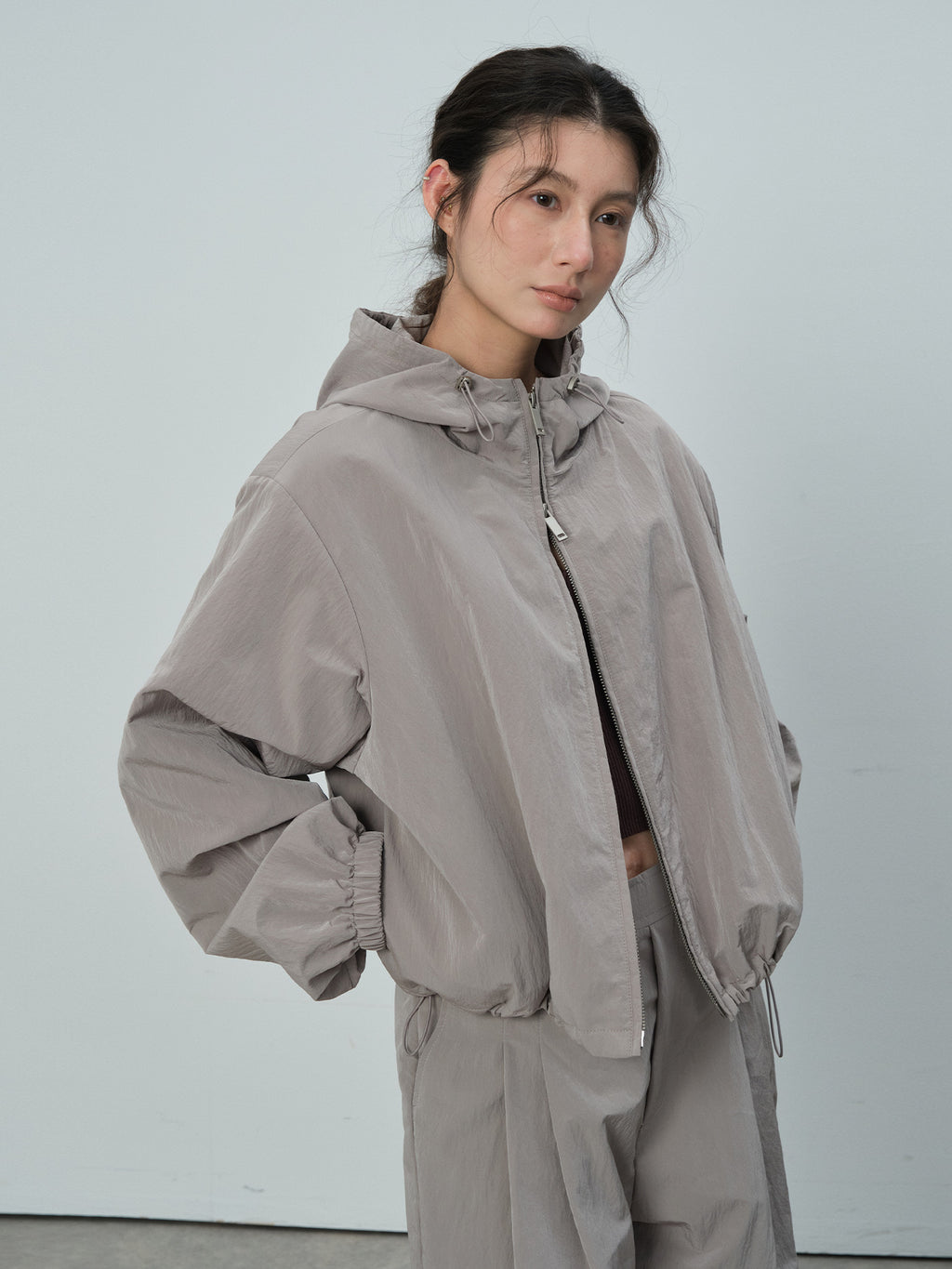 Double-Zipper Design Plush Functional Hooded Jacket