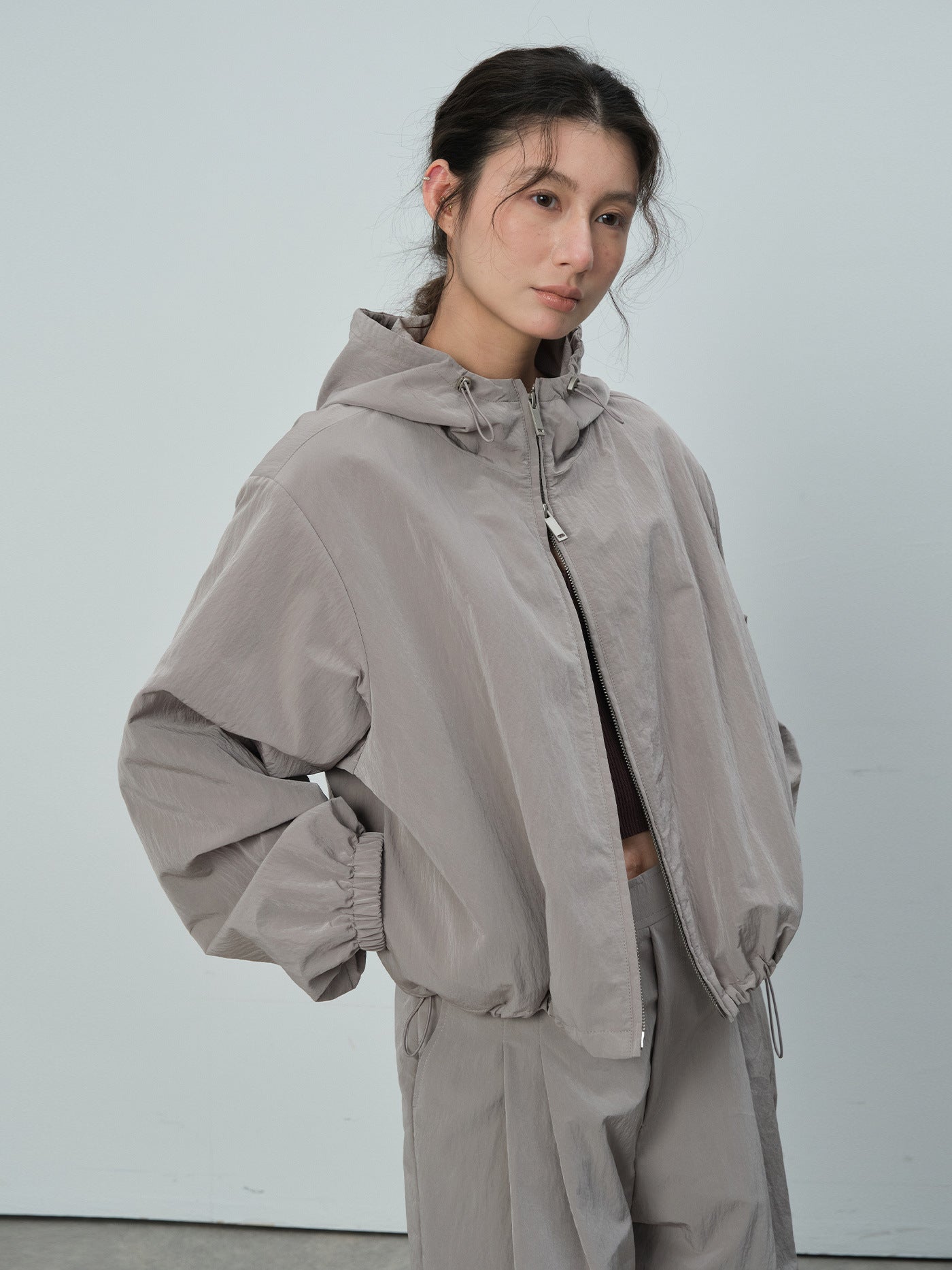 Double-Zipper Design Plush Functional Hooded Jacket