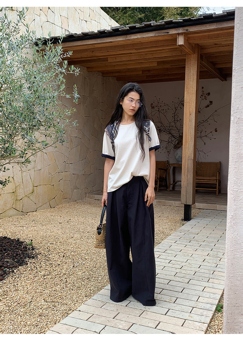 Pleated Casual Wide-leg Pants