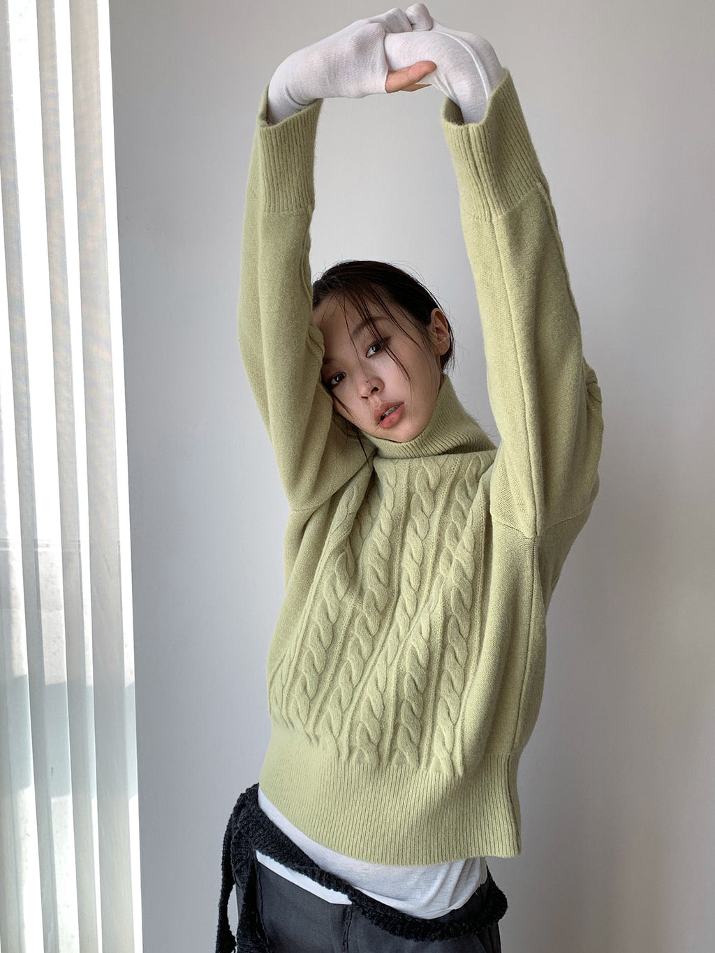 Dorothy Green Korean Trendy Jacquard Turtleneck Knit Sweater Women's Lazy Versatile Pullover Knit Top