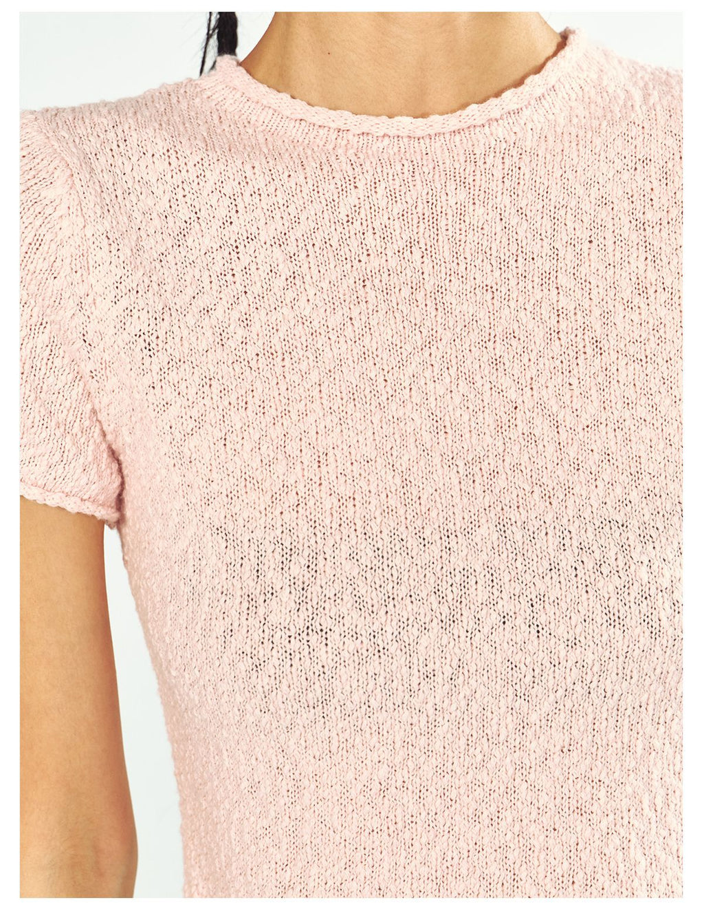 Textured Cotton Half-turtleneck Short-sleeve Knit t-Shirt