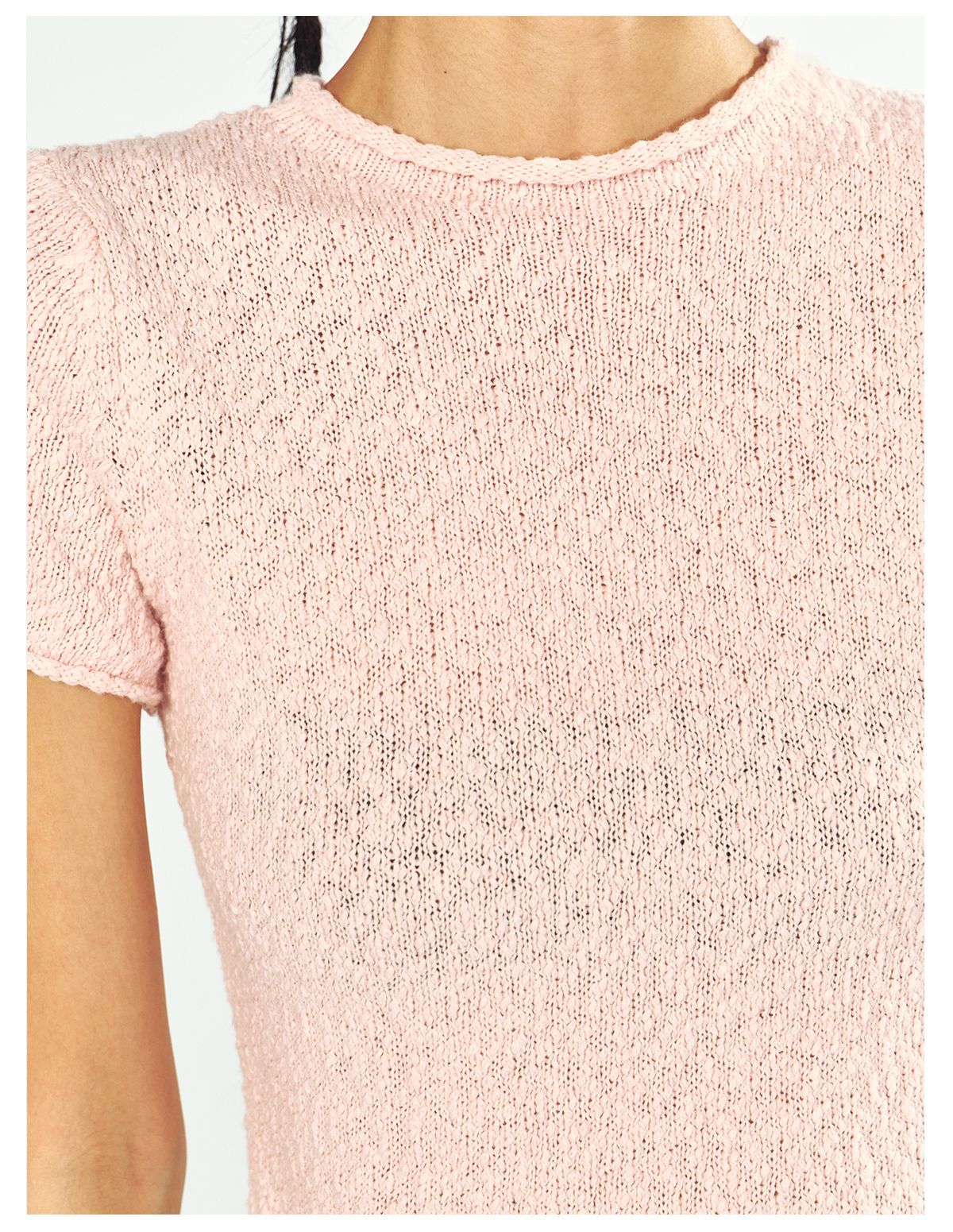 Textured Cotton Half-turtleneck Short-sleeve Knit t-Shirt