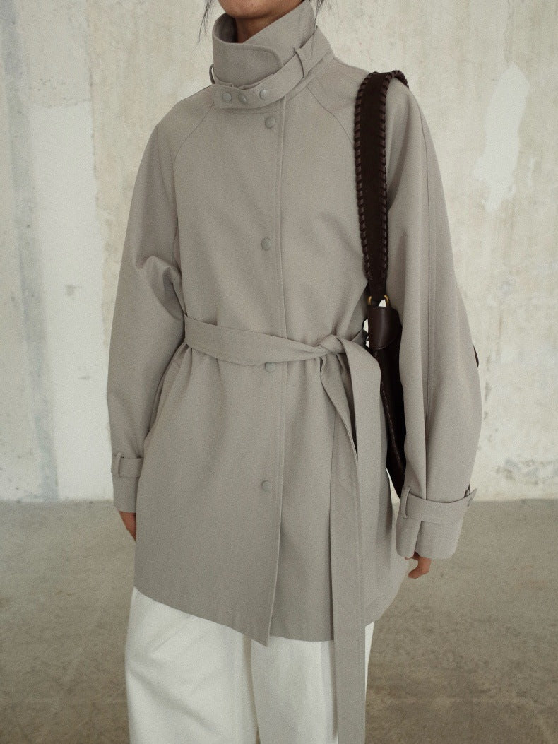 Stand-Up Collar Mid-Length Stylish Trench Coat