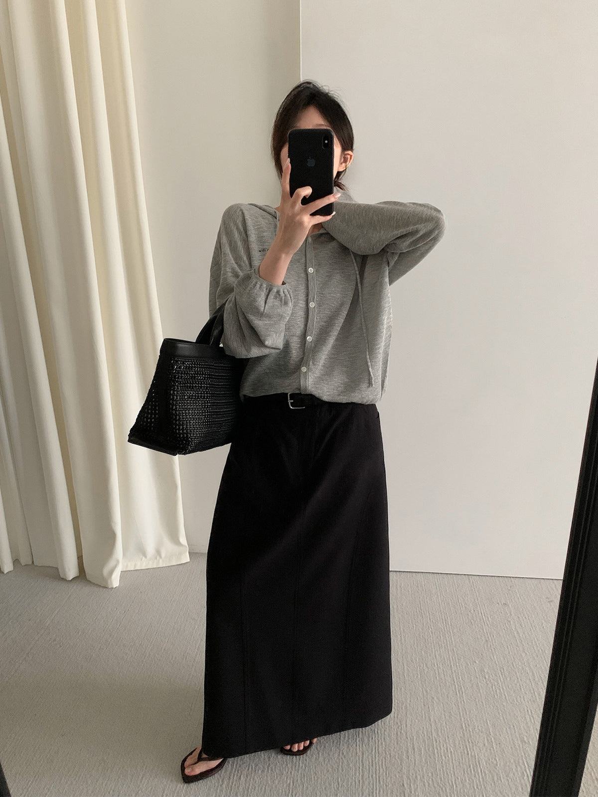 Maxi Straight Skirt with Belt