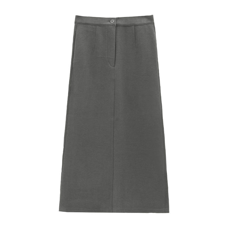 Back-Slit Smooth Maxi Skirt
