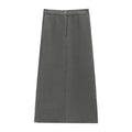 Back-Slit Smooth Maxi Skirt