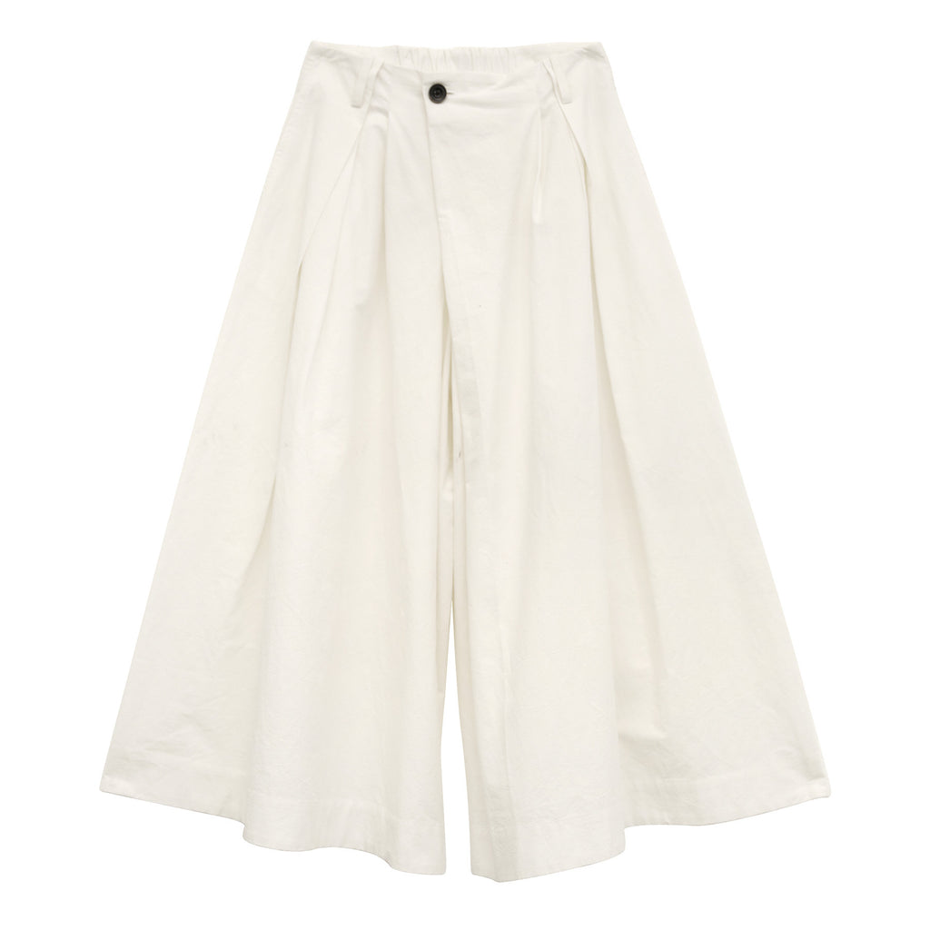 Cotton and Linen Mid-length A-Line Culottes Pants