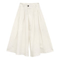 Cotton and Linen Mid-length A-Line Culottes Pants