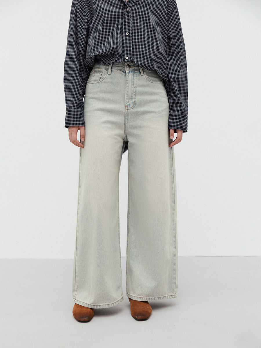 Washed Wide-Leg High Waisted Jeans