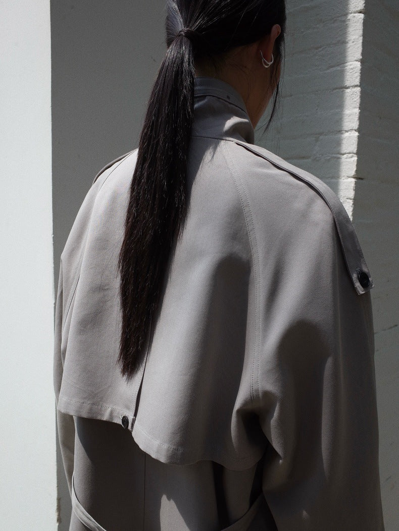 Belted Button-Front Longline Trench Coat