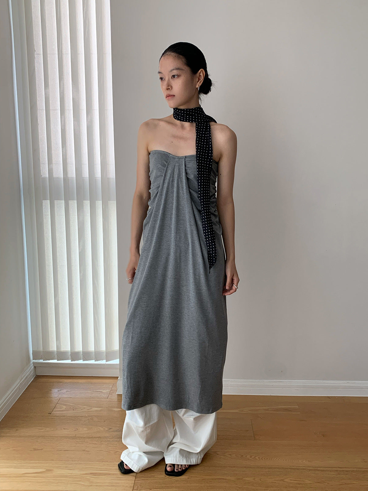 Draped Ruched Maxi Mermaid Skirt Dress