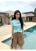 Linen Casual Wide-leg Belt Shorts