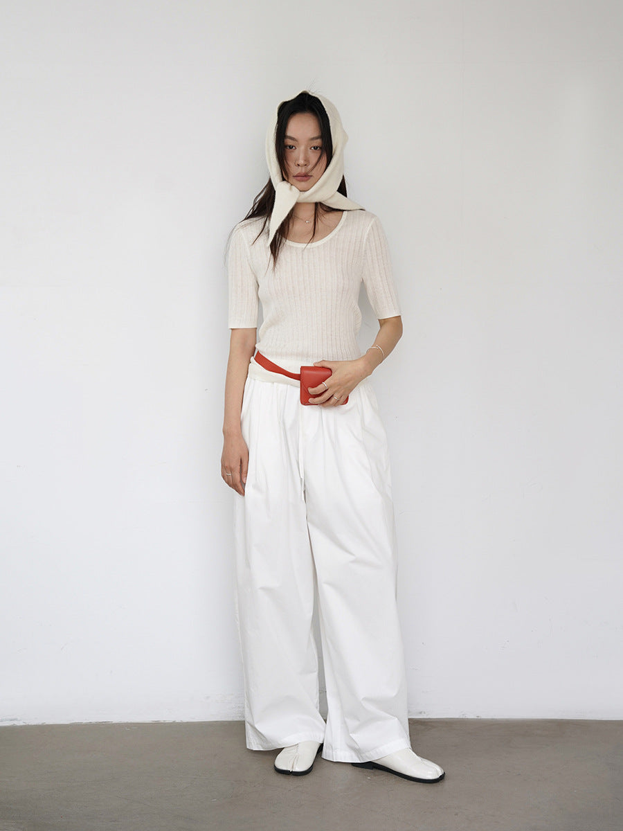 Relaxed Wide Leg Elastic Waist Pants