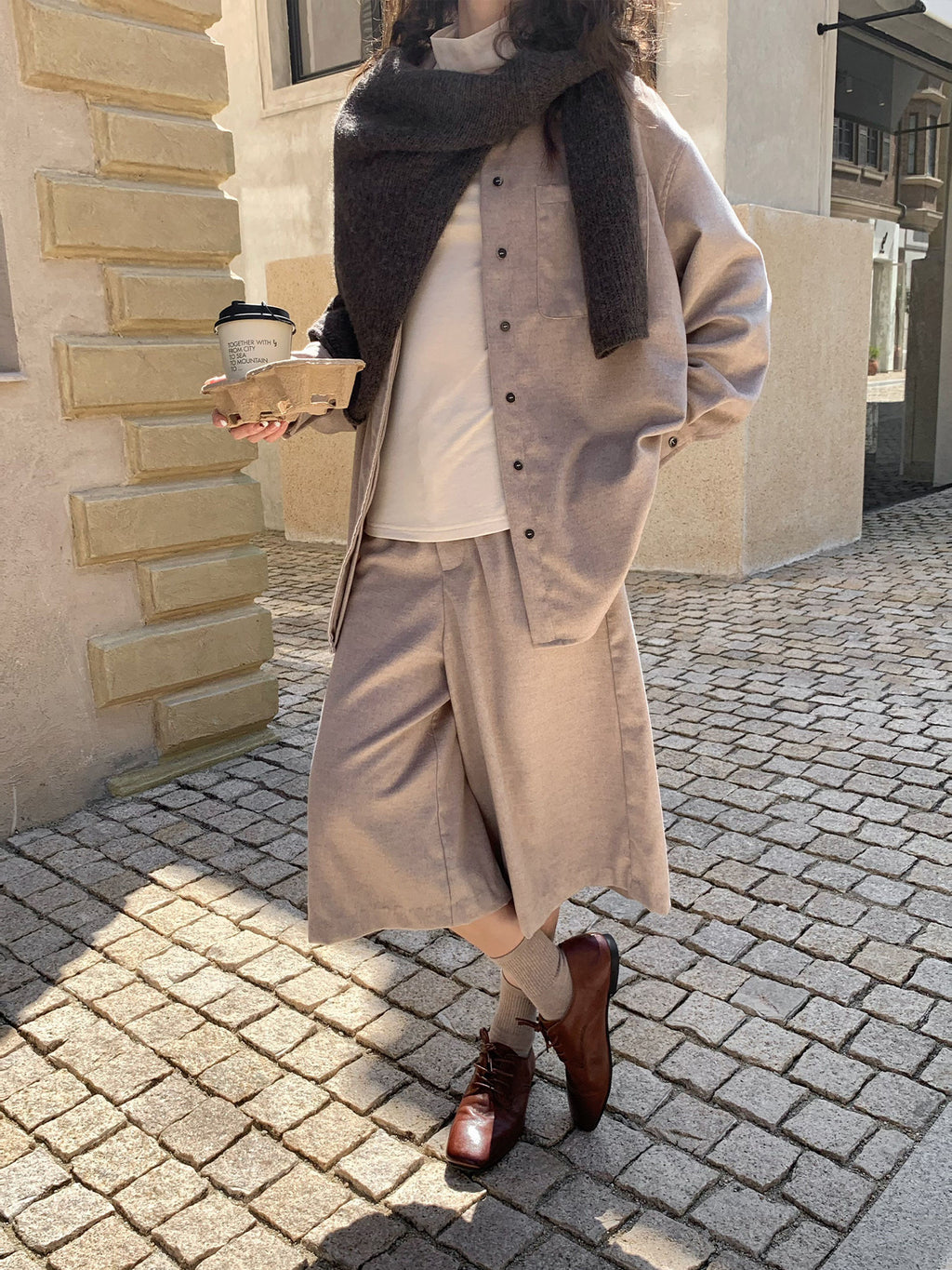 Mid-length Solid Color Elegant Shirt