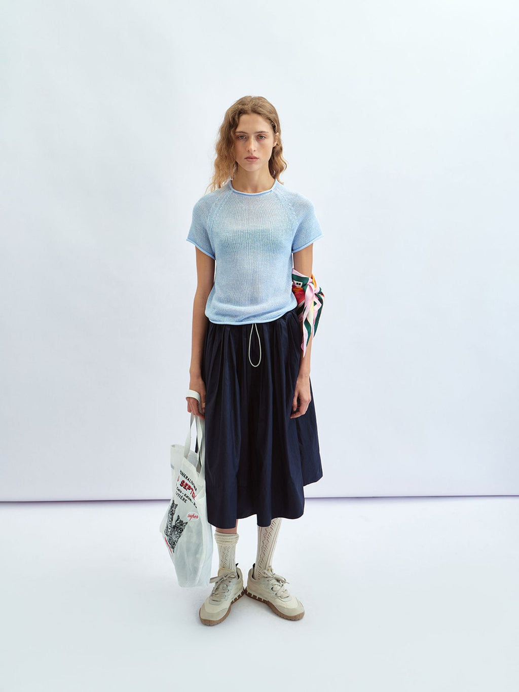 Elastic Waist Lightweight Midi Umbrella Skirt
