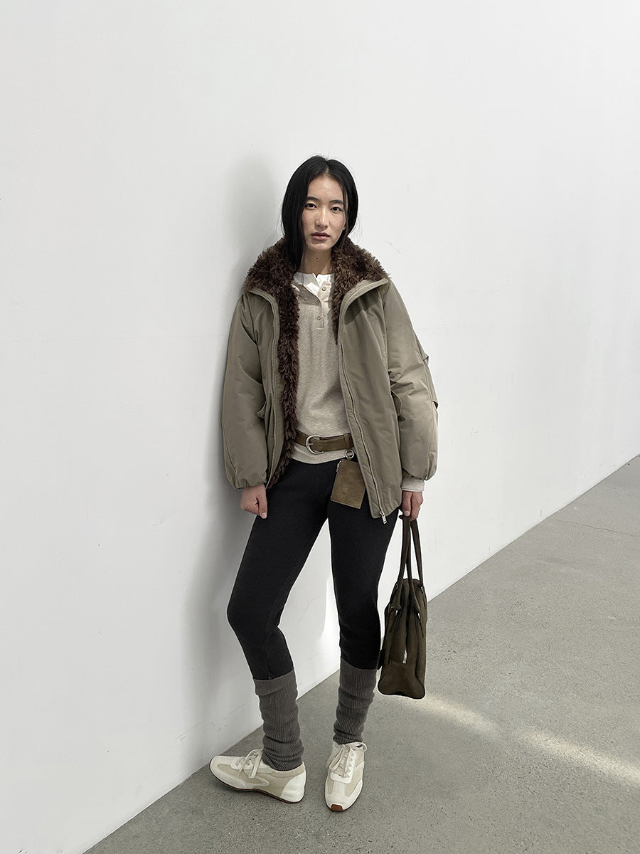 Duck Down Fur Collar Parka Coat