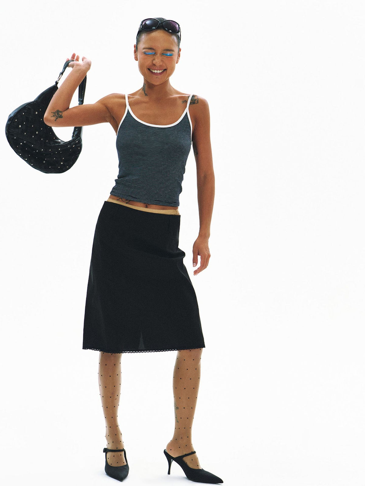 Linen Silk Straight Midi Skirt