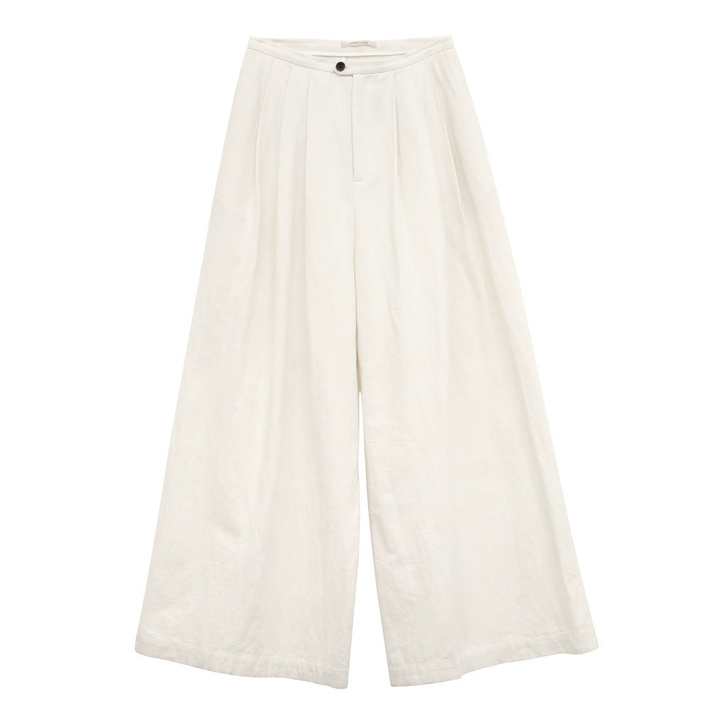 Relaxed Pleated Wide-Leg Linen Pants