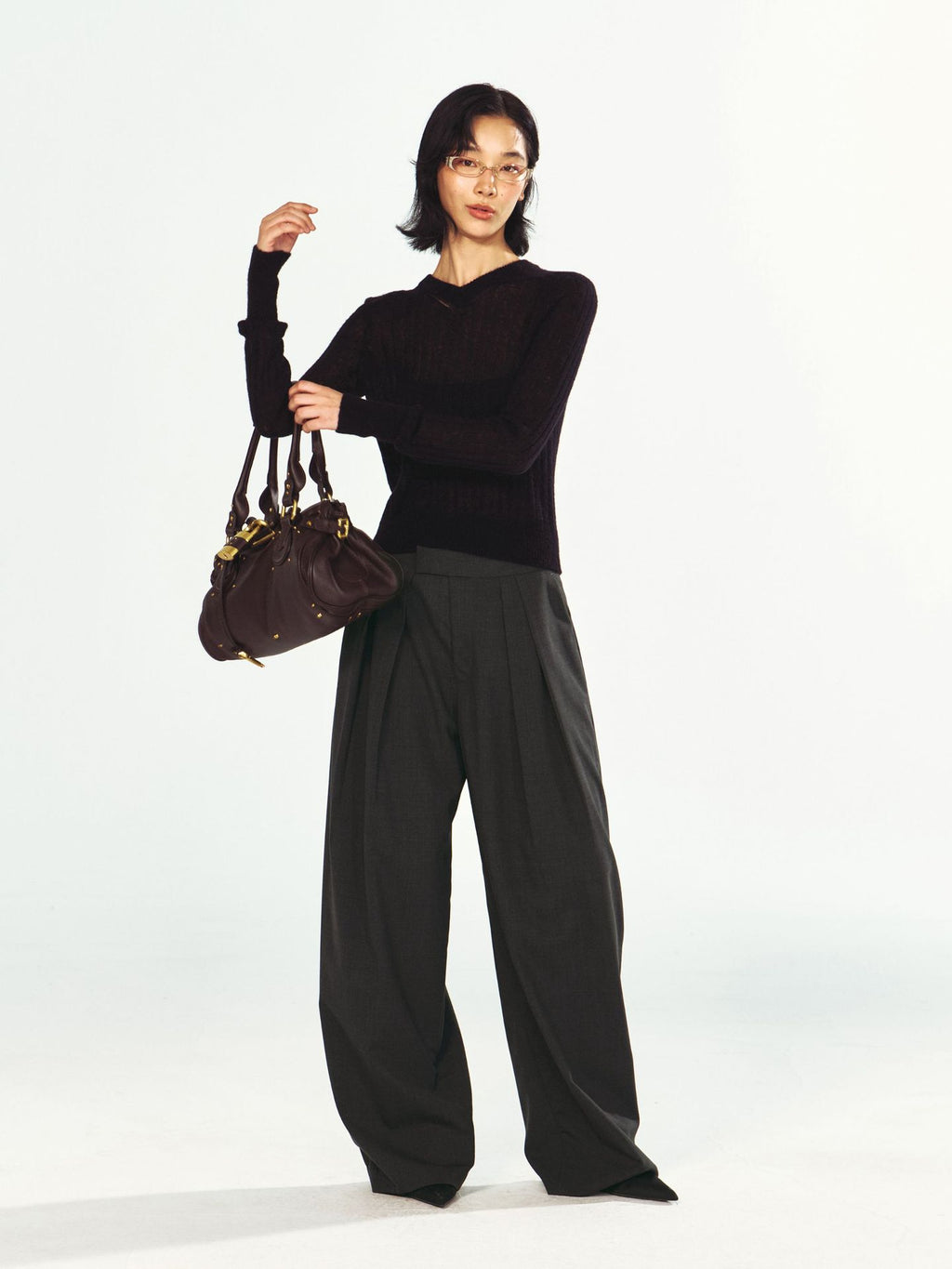 Tailored Cashmere Wide-Leg Trousers