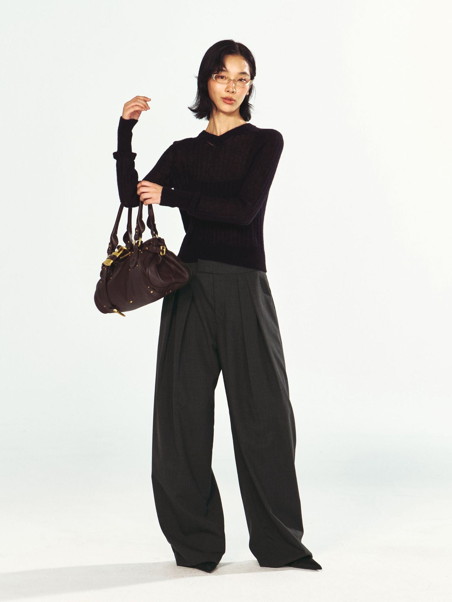 Tailored Cashmere Wide-Leg Trousers