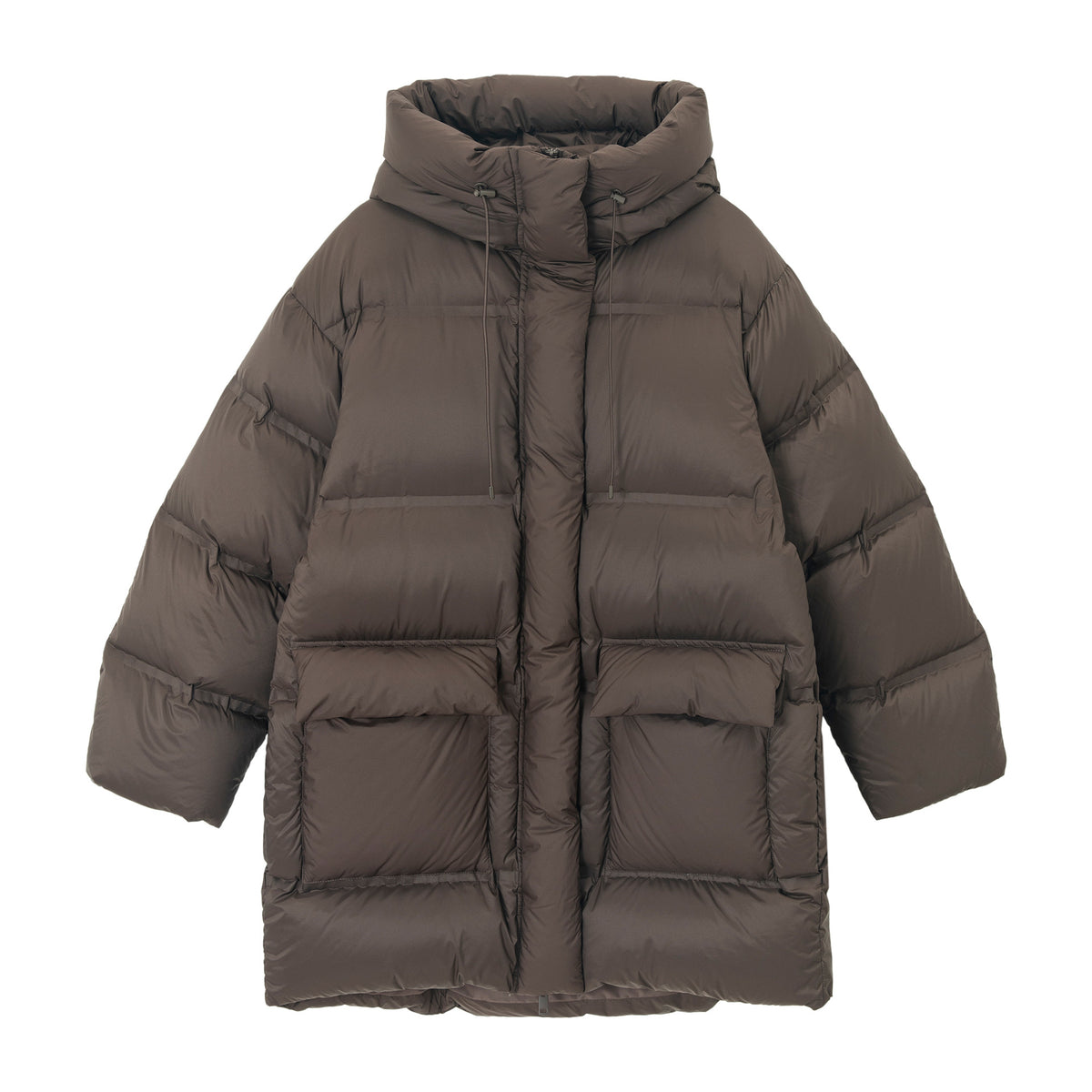 Ultra-Soft Cloud Hooded Seamless Long Puffer Jacket with Pockets