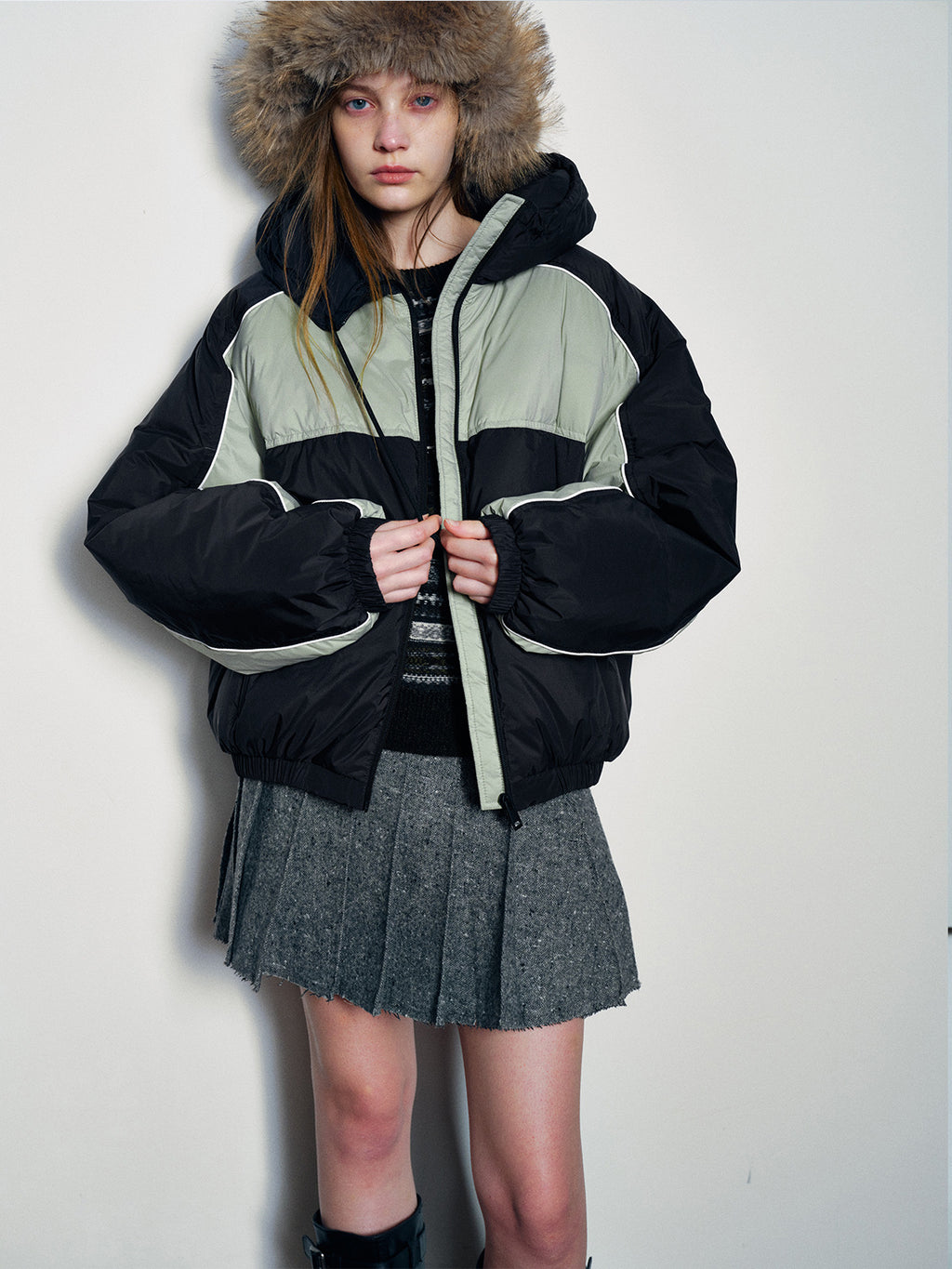 Retro Sports Contrast Duck Down Jacket